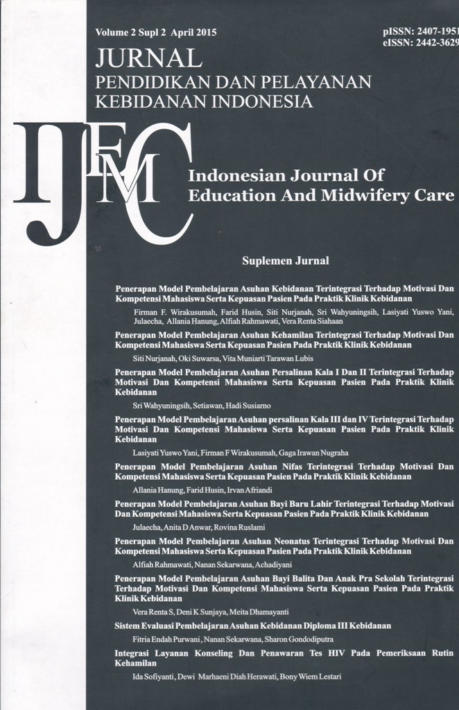 JURNAL PENDIDIKAN DAN PELAYANAN KEBIDANAN INDONESIA Suplemen Jurnal Volume 2 Supl 2 April 2015