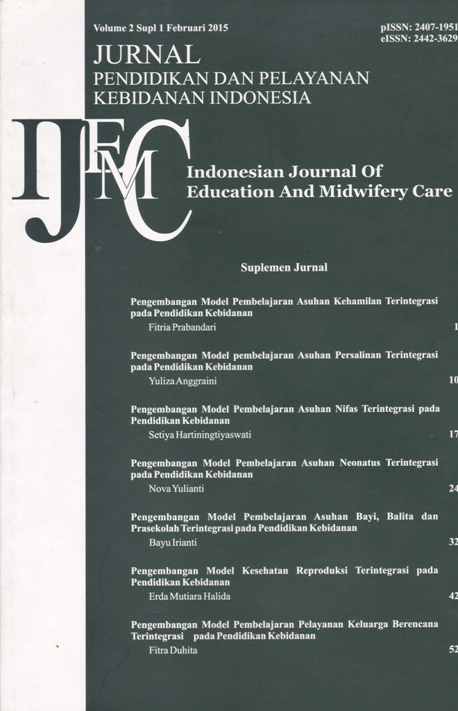 JURNAL PENDIDIKAN DAN PELAYANAN KEBIDANAN INDONESIA Suplemen Jurnal Volume 2 Supl 1 Februari 2015